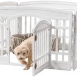 IRIS USA 24″ 4-Panel Pet Dog Puppy Playpen with Door, for Puppies and Small Dogs, Keep Pets Secure, Easy Assemble, Fold It Down, Easy Storing, Customizable, White