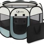 Dog Cat Playpen, Puppy Pet Playpen Indoor for Small Dogs Tent Crates Cage Outdoor, Portable Pop Up Dog Kennel Playpen with Carrying Case for Dogs/Cats/Rabbits, Removable Zipper Top, Grey